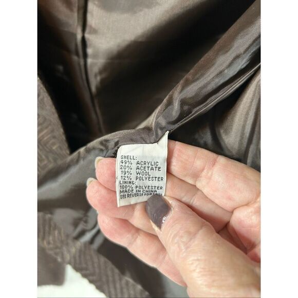 Talbots Dark Brown Queen Ann Jewel Neckline Blazer Wool Blend Preppy 10 - Picture 4 of 13